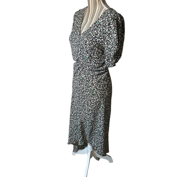 NWT A New Day Black White Floral Dress Asymmetrical Hem Short Sleeve Flowy - Picture 9 of 15